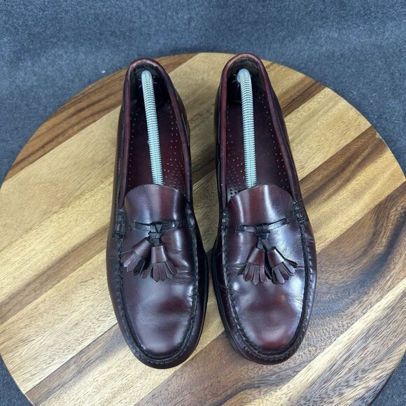Vtg GH Bass Weejuns Loafers Mens 10D Burgundy Leather Grayson Tassel USA Made - Picture 6 of 13